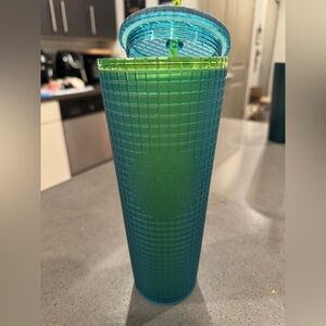 Starbucks Teal and Lime Textured Tumbler